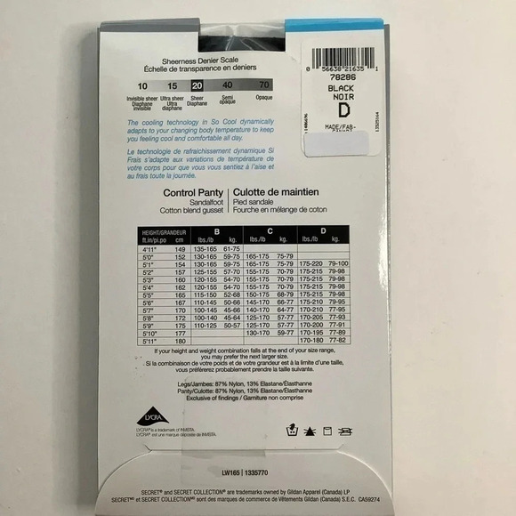 3/$25 SECRET So Cool Control Sheer Tights - Picture 3 of 11